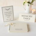 Angel & Dove Ivory Funeral Memory Book & 2 Signs for Celebration of Life