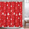 AIBIIN Christmas Shower Curtain | Red Xmas Tree & Snowflakes | 180x180cm