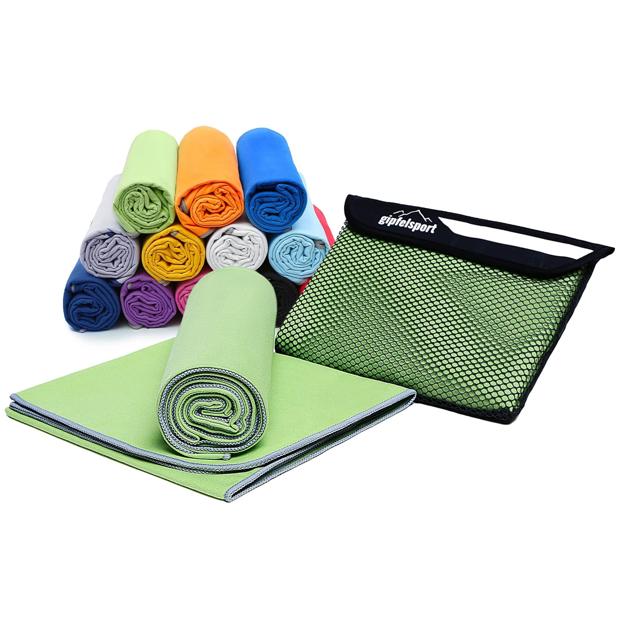 Gipfelsport Microfibre Towel – Quick-Dry Travel & Sports Towel, Green, L