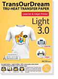 TransOurDream Tru-Light T-Shirt Transfer Paper | 50 Sheets A4 for Inkjet & Laser