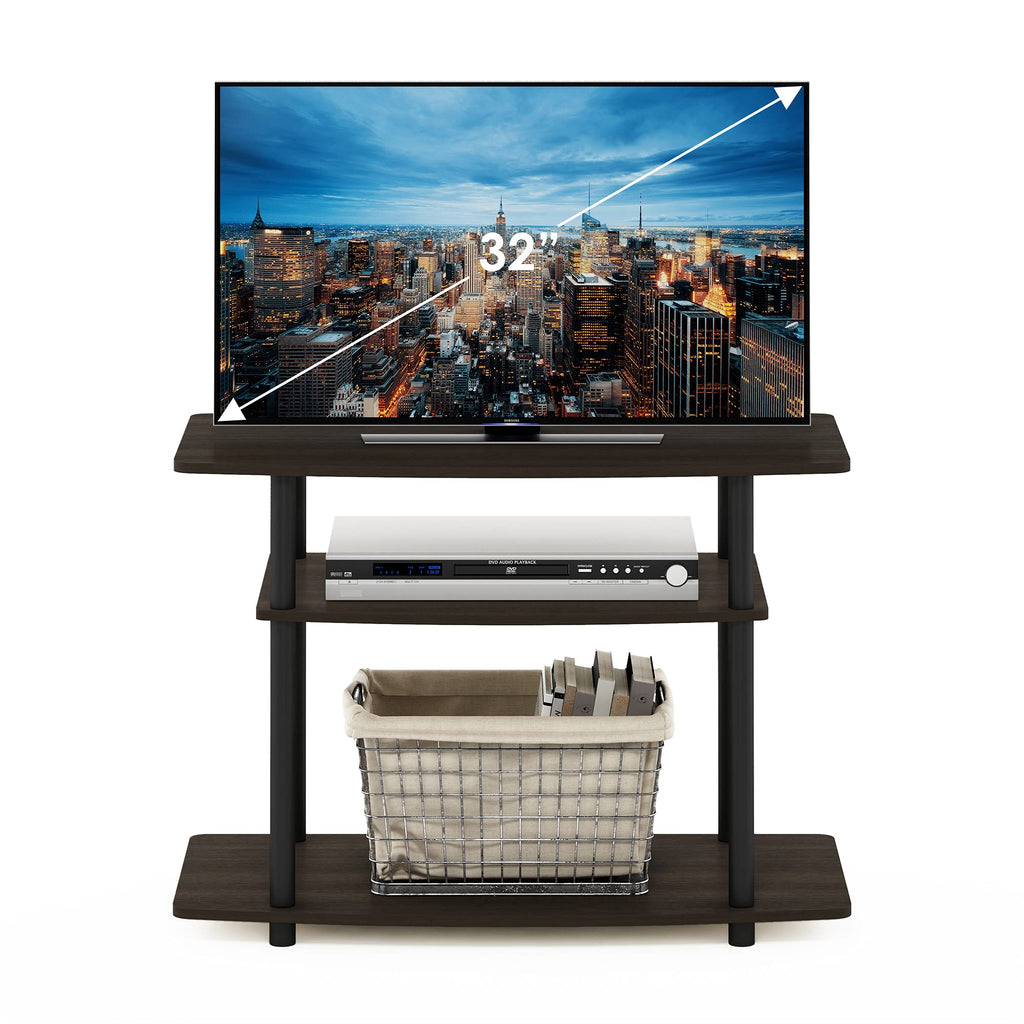 Furinno 3-Tier TV Stand – Tool-Free Entertainment Center, Dark Brown