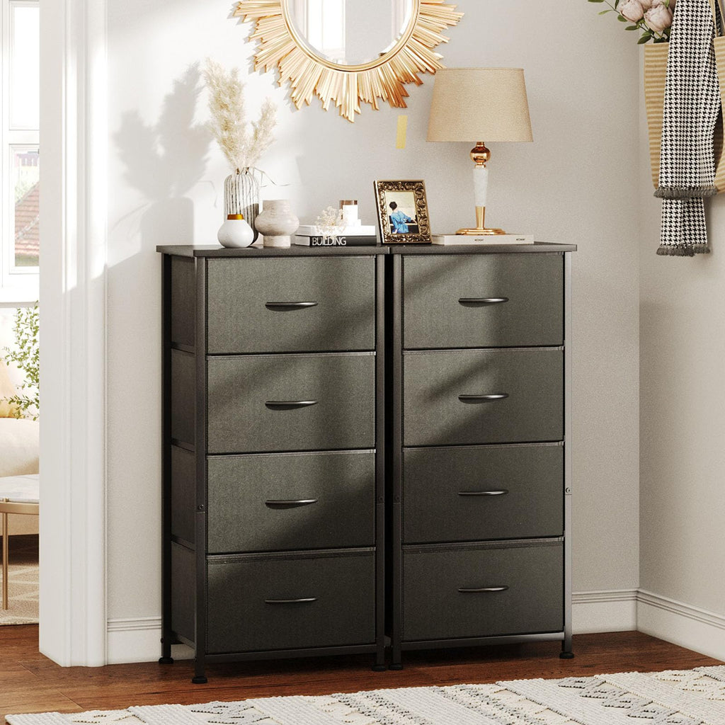 4-Drawer Tall Dresser – Black Chest with Curved Edges