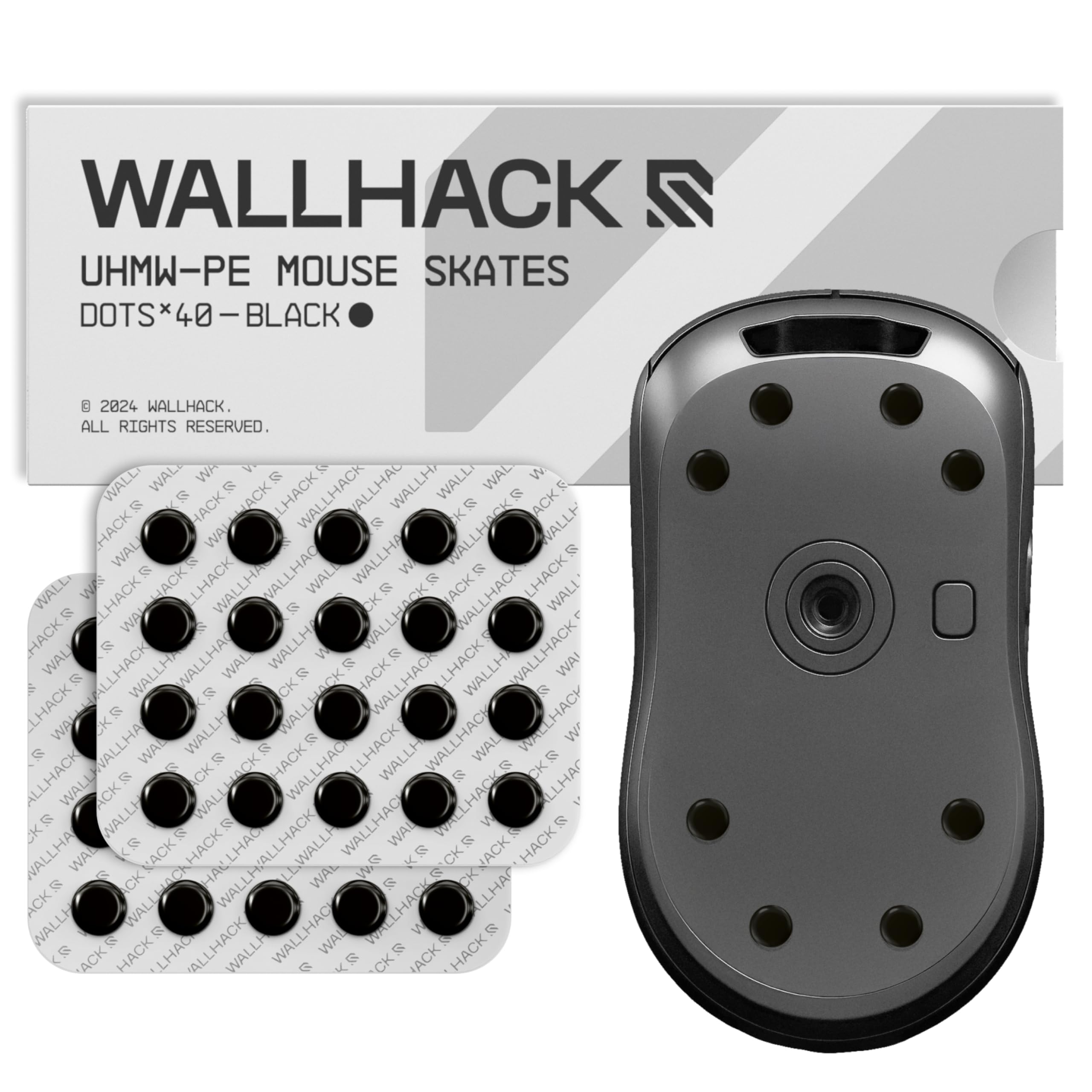 Wallhack UHMW-PE Dot Mouse Skates – Universal Black Gaming Mouse Feet