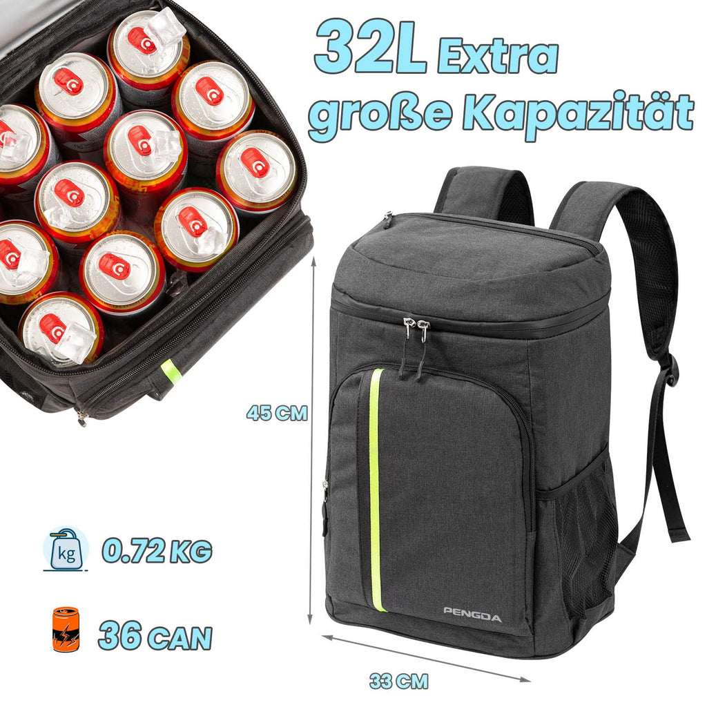 PENGDA 30L Insulated Cooler Backpack – 39 Can Leakproof Waterproof Bag