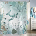 Hnmdmyi Sea Turtle Shower Curtain | Waterproof Nautical Ocean Decor