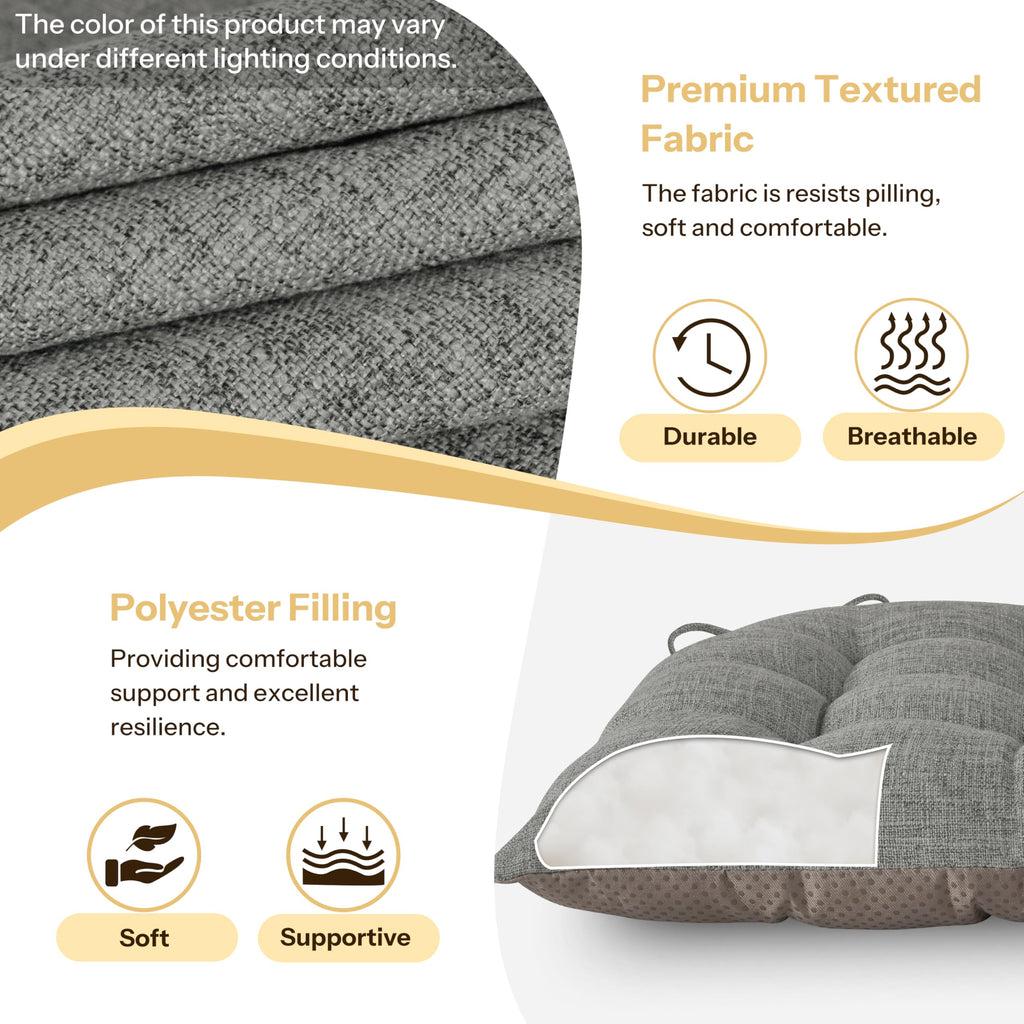 FlyGulls Chair Cushions for Dining Chairs Set of 2 46x42x7.6 cm Light Grey - image 3