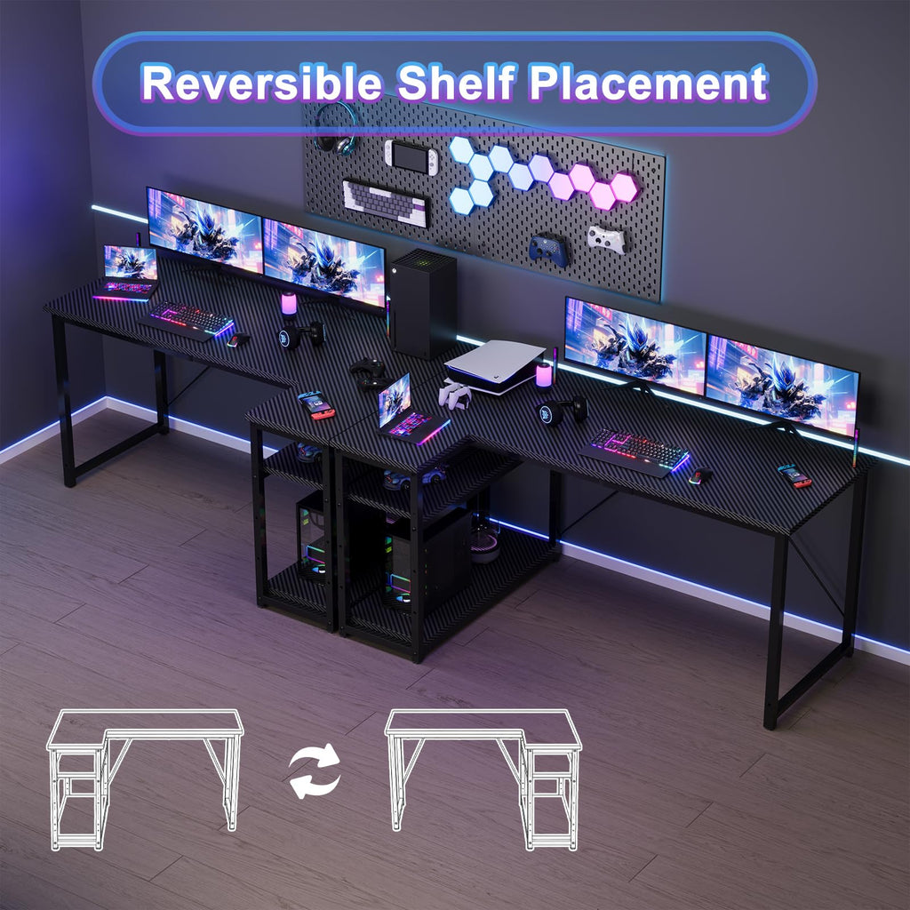 JUMMICO Small L Shaped Desk 100x80cm with Storage, Corner Computer Desk with Reversible Shelf, Sturdy Office Desk & Workstations for Home Office - image 4