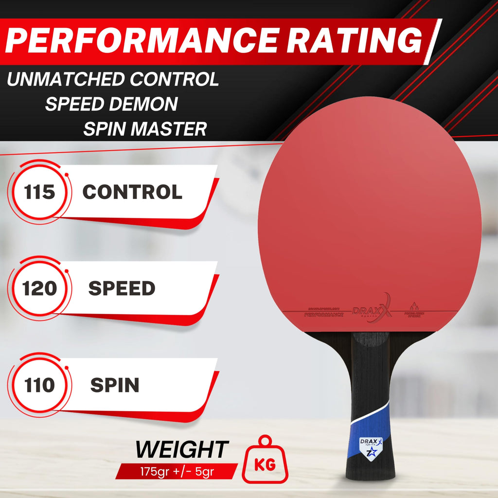 DRAXX Sports 7-Star Table Tennis Bat | Carbon Fiber Ping Pong Racket