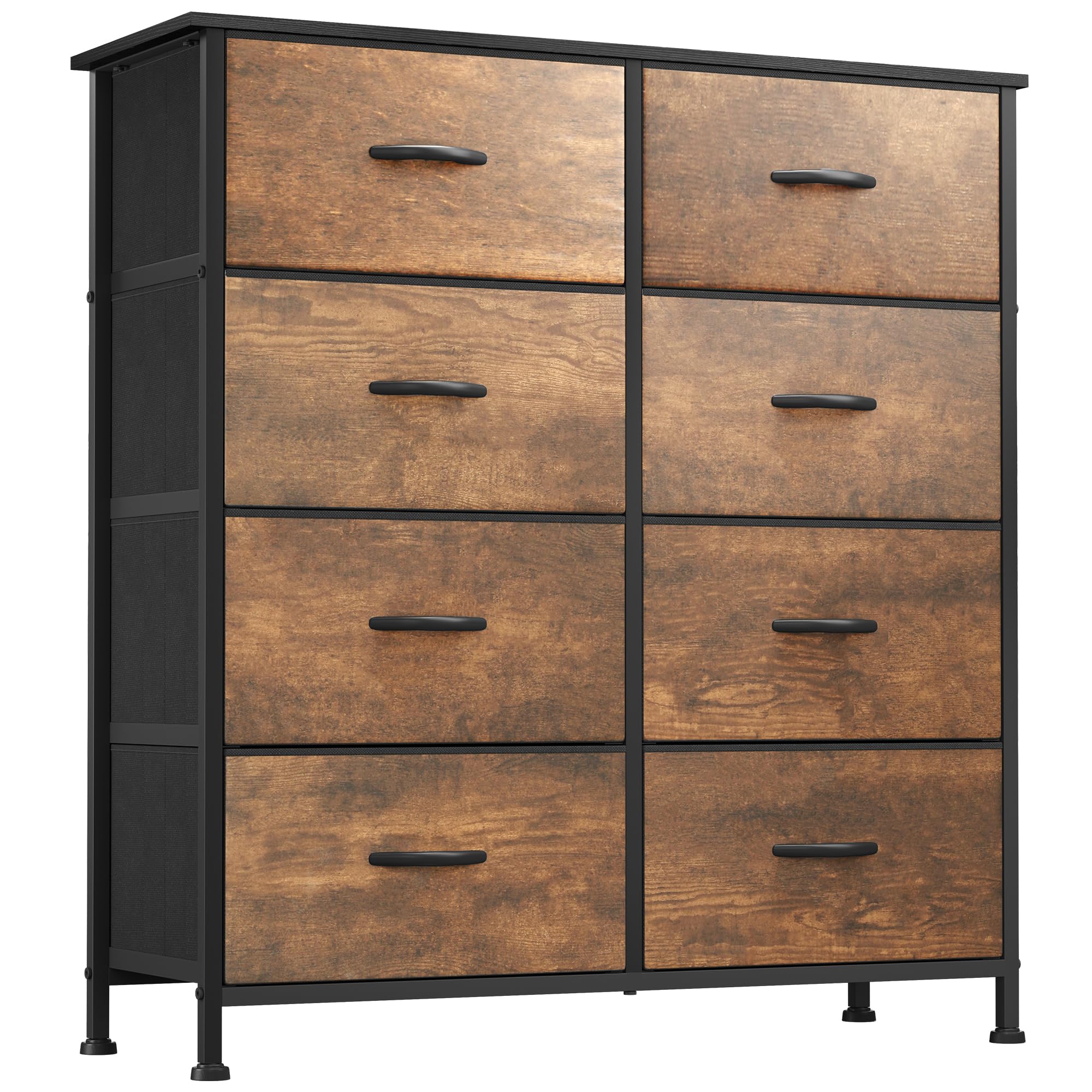 YITAHOME 8-Drawer Fabric Dresser – Rustic Brown Storage Chest