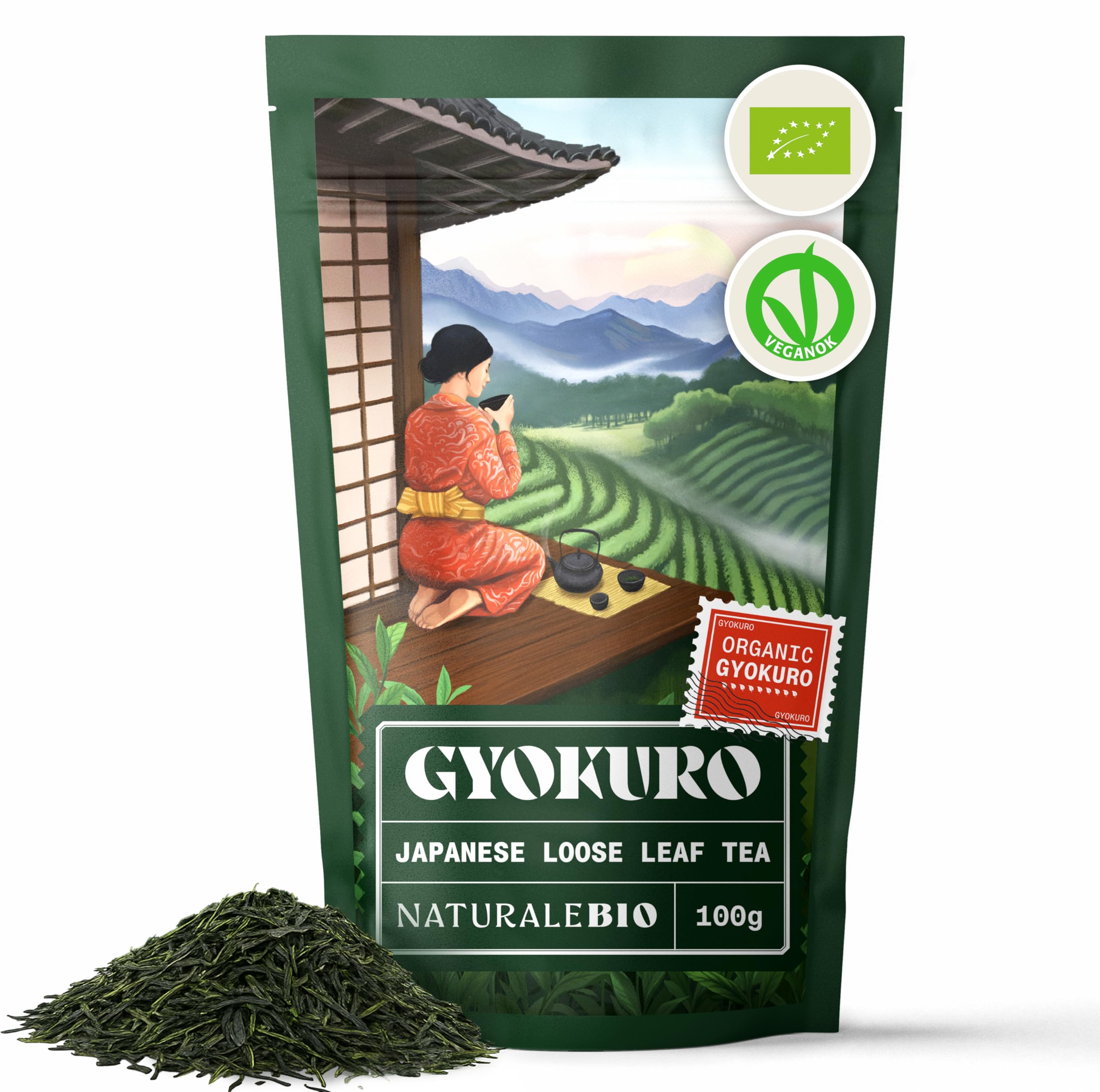 NaturaleBio Organic Japanese Gyokuro Green Tea - 100g First Harvest Leaf