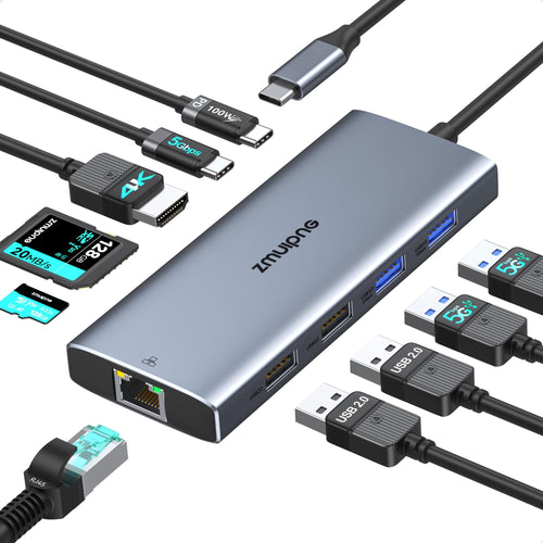 Jolof Store 10-in-1 USB C Hub – 4K HDMI, Ethernet & 100W PD Dock