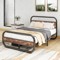 QUCENAK King Bed Frame with Headboard | Metal Platform Bed with Storage