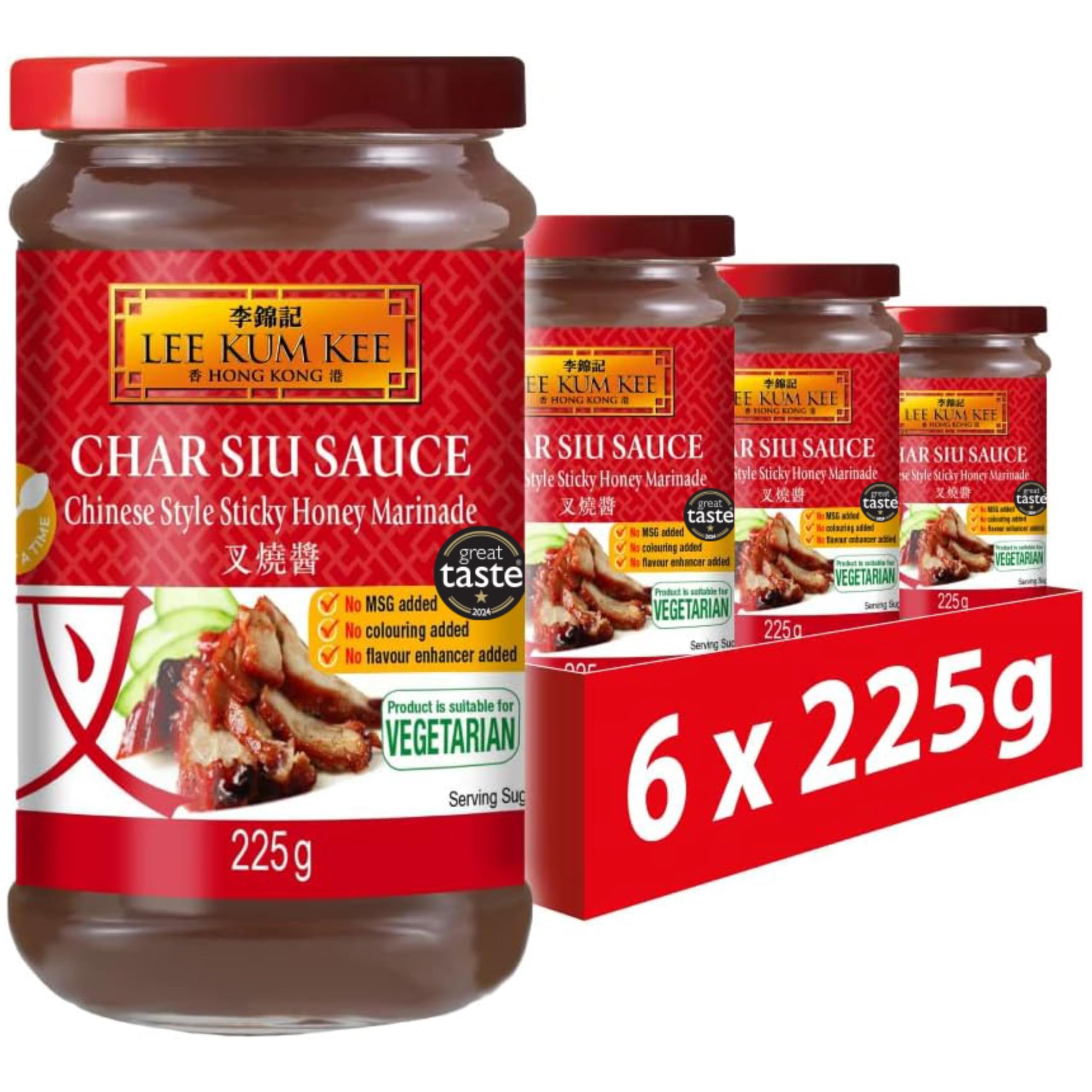 Lee Kum Kee Char Siu Sauce | Honey BBQ Chinese Marinade | 225g (Pack of 6)
