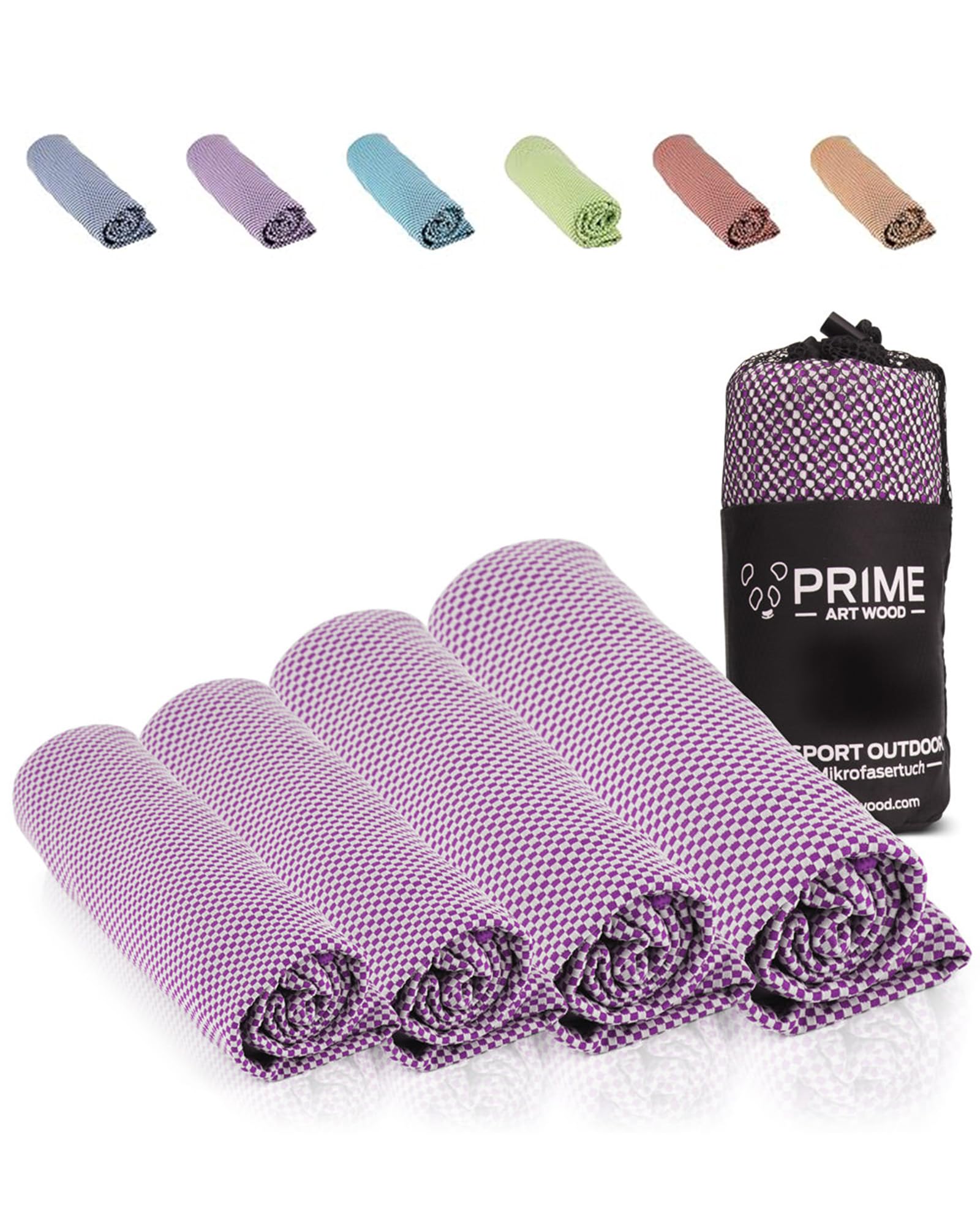Prime Art Wood Bamboo Travel Towel – Quick Dry & Antibacterial, Purple