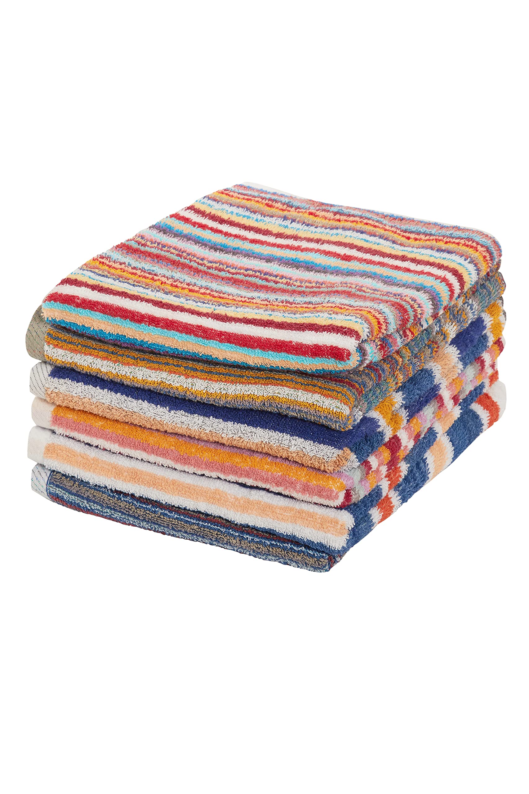 Olivia Rocco 6-Pack Stripe Hand Towels | 100% Cotton Quick-Dry Set