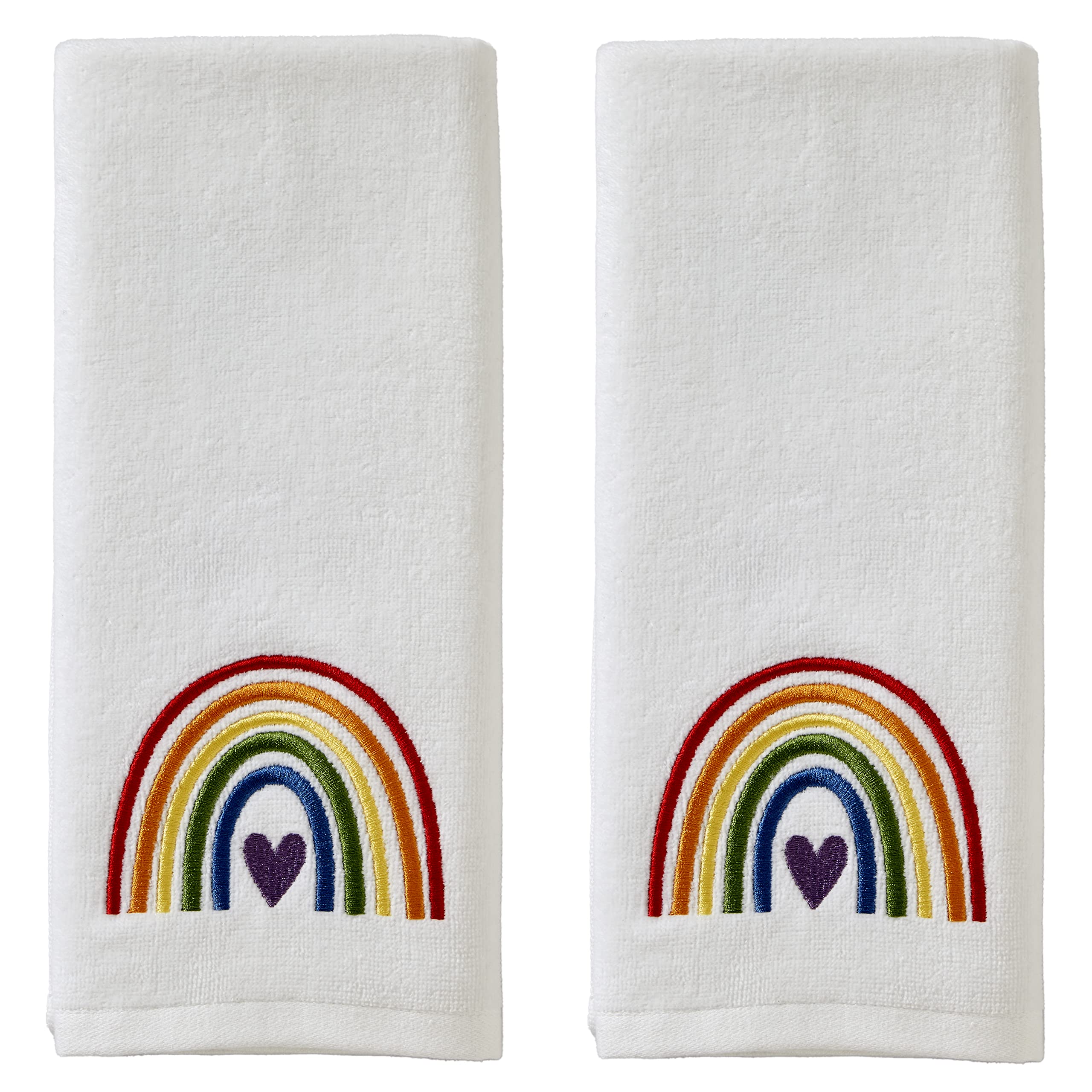 SKL Home Rainbow Pride Hand Towel Set | 2-Piece Embroidered Cotton