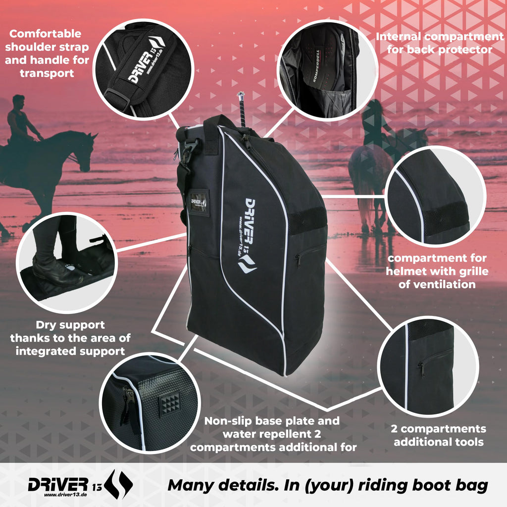 Driver13 Riding Boots Bag Deluxe | Waterproof Equestrian Helmet Bag