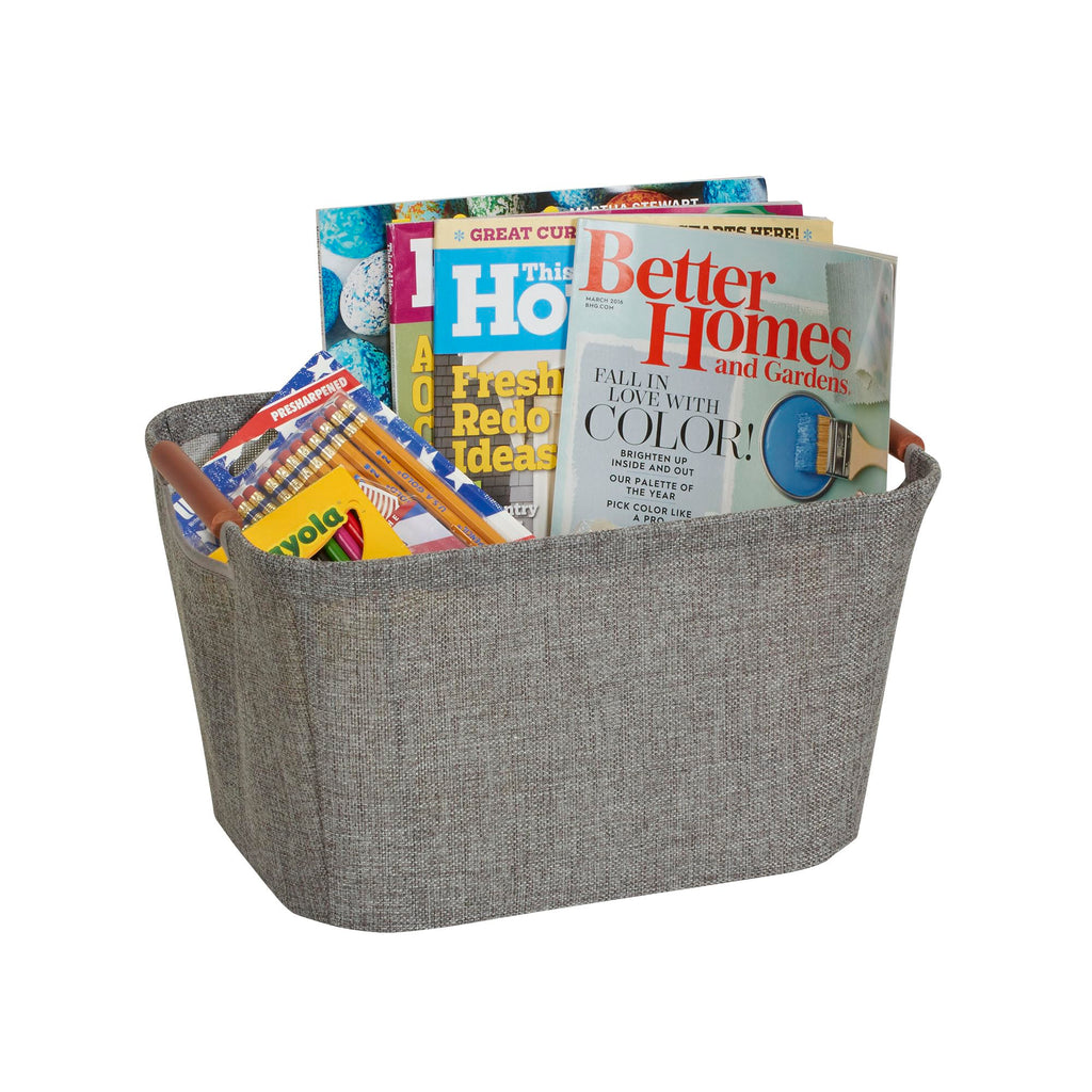 Household Essentials 623 Small Tapered Soft-Side Storage Bin with Wood Handles, Gray, Grey - image 4
