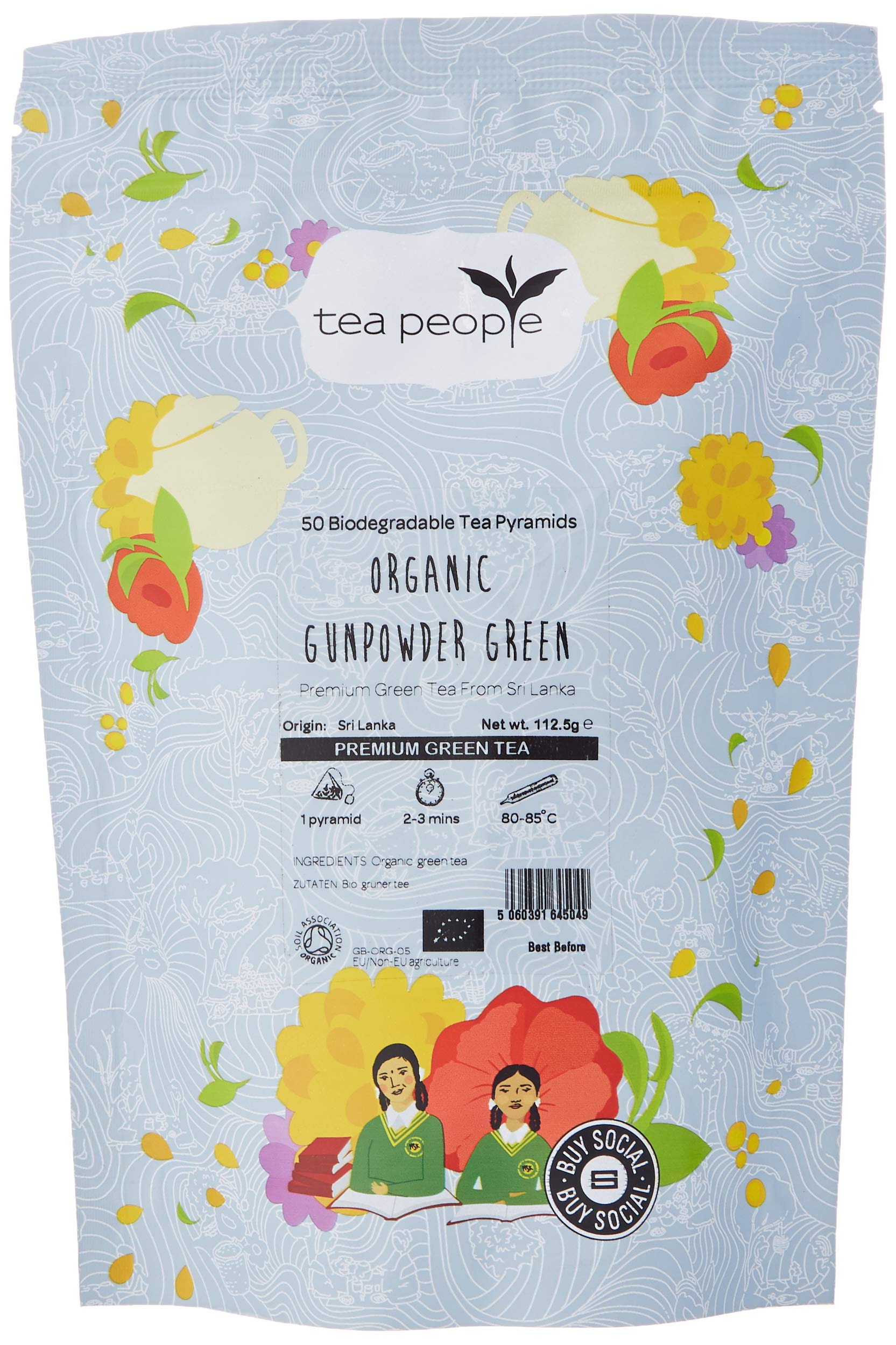 Tea People Organic Gunpowder Green Tea - 50 Pyramids - Sri Lankan