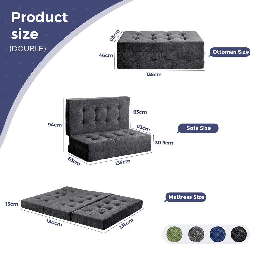 MAXYOYO Folding Mattress Chenille Fabric 15cm, Sofa Bed for Guest - image 2