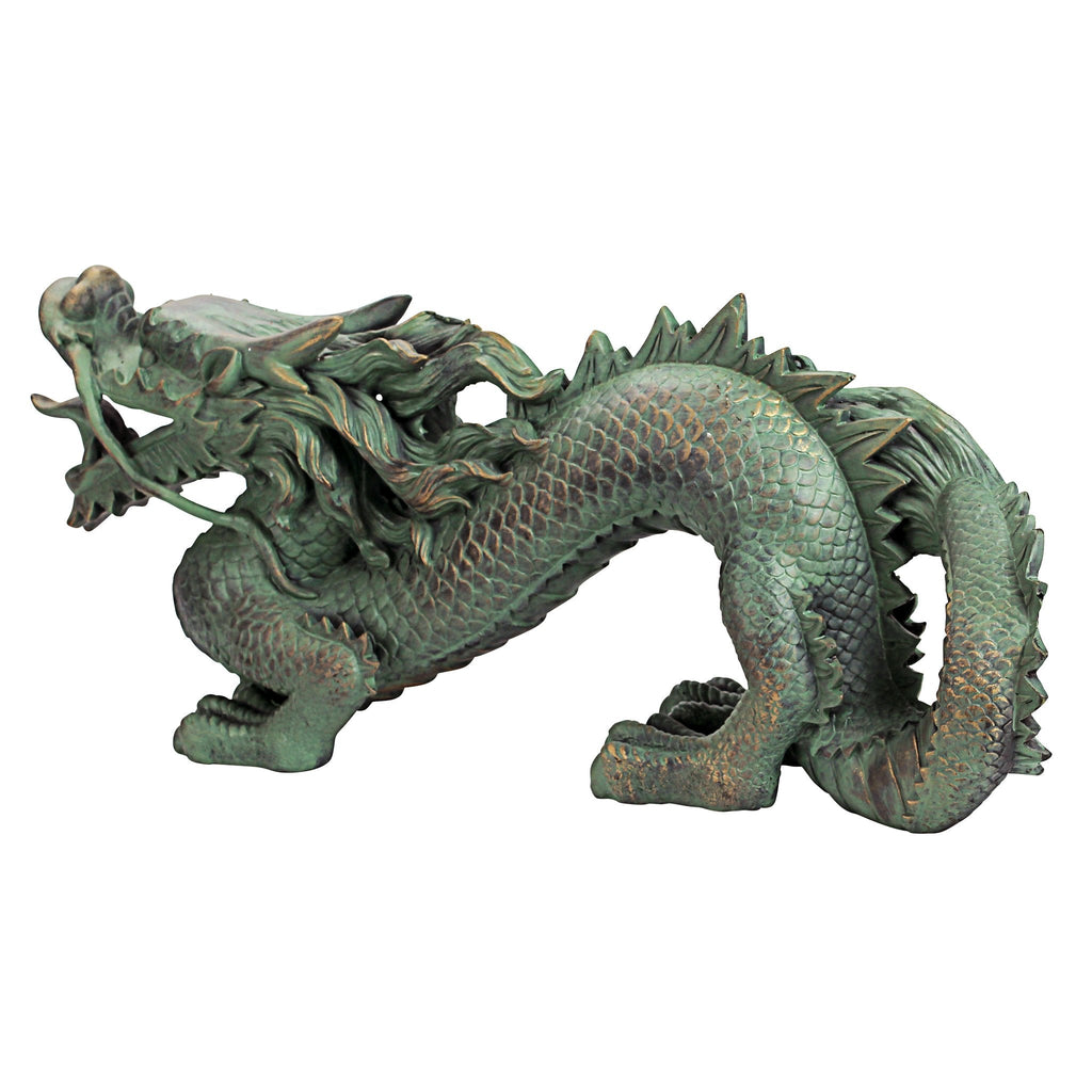 Design Toscano Asian Dragon Garden Statue – Bronze Verdigris Polyresin