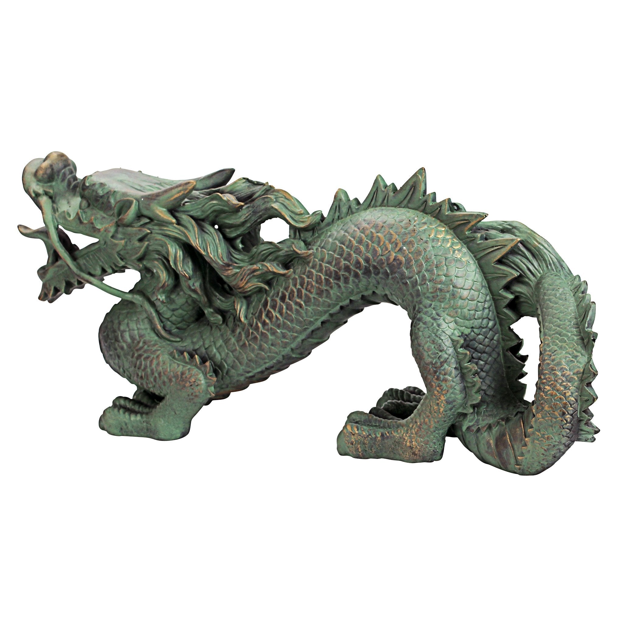 Design Toscano Asian Dragon Garden Statue – Bronze Verdigris Polyresin