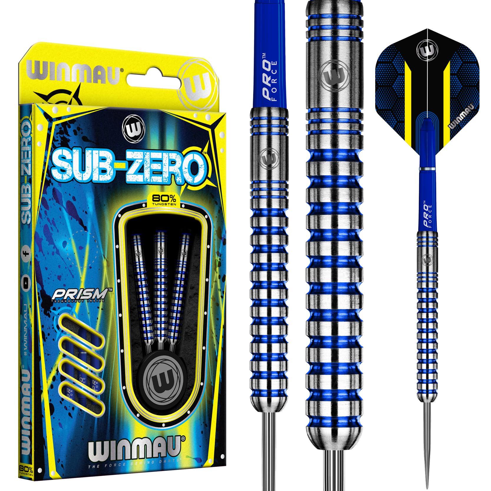 WINMAU Sub-Zero 24g Steeltip Darts Set | 80% Tungsten Professional Darts