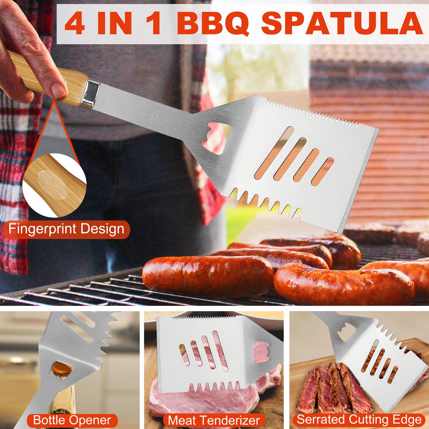 N Noble Family 30PCS Stainless Steel BBQ Accessories Set with Case