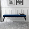 Julian Bowen Luxe Low Bench – Blue Velvet Upholstered Dining Seat