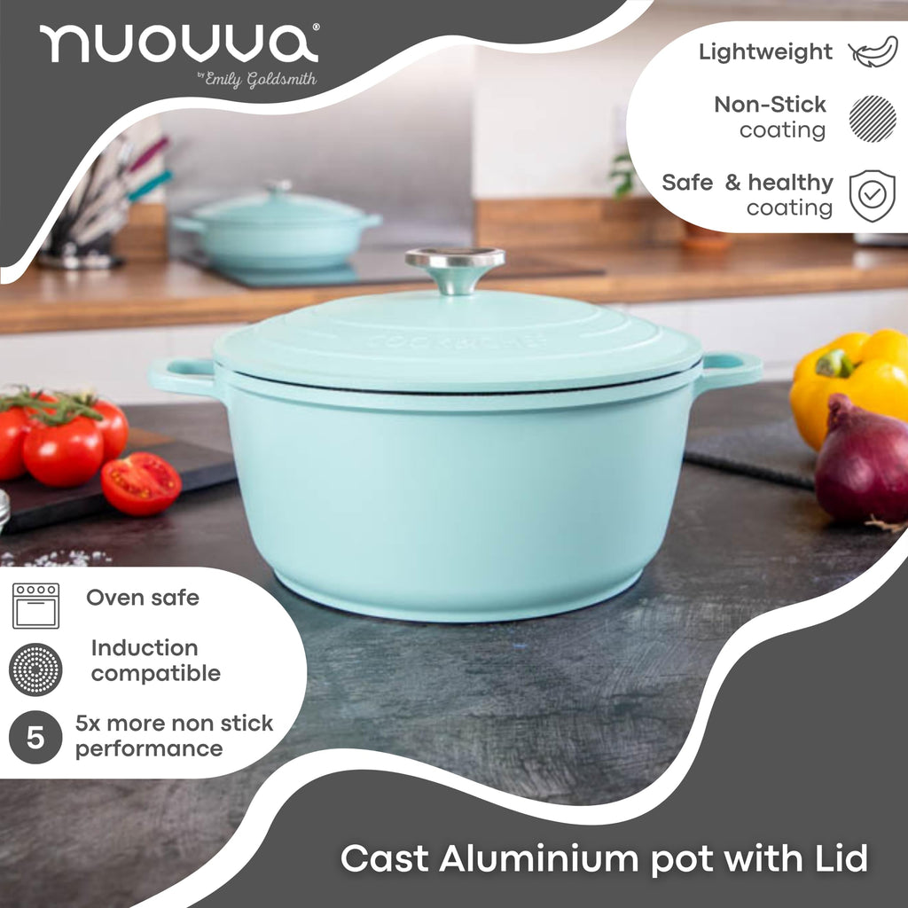 Nuovva Non-Stick Aluminium Dutch Oven Casserole Dish with Lid - 4L, 24cm