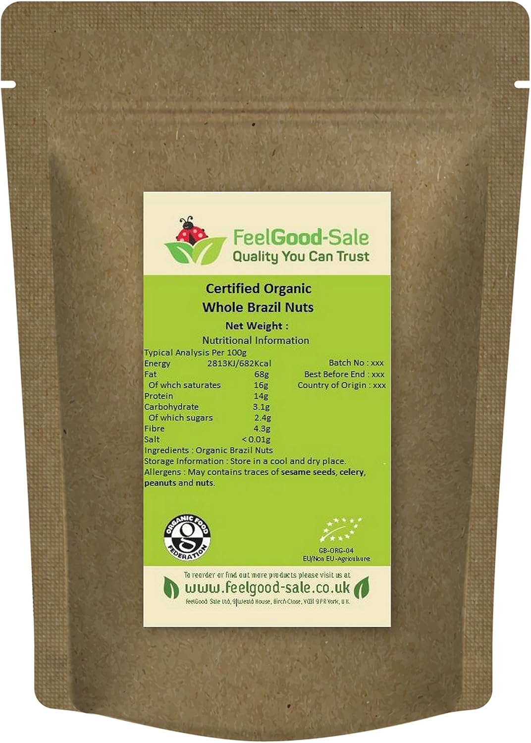 Organic Brazil Nuts – 1kg Whole Raw Vegan Superfood