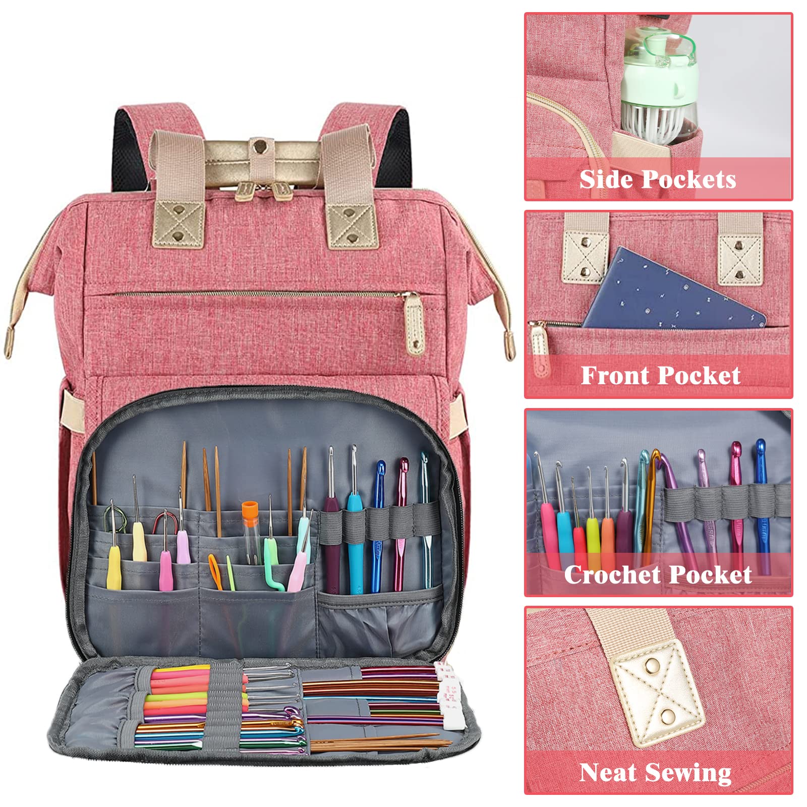 Jolof Store Knitting Bag Backpack | Large Yarn Storage Organizer with USB