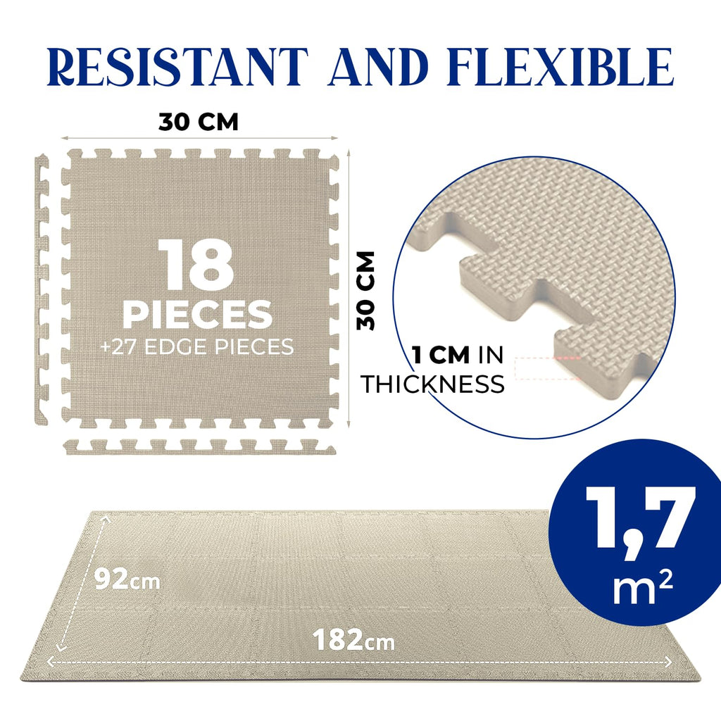 Ediesi EVA Foam Gym Floor Mats – 18 Piece Puzzle Exercise Mat Set
