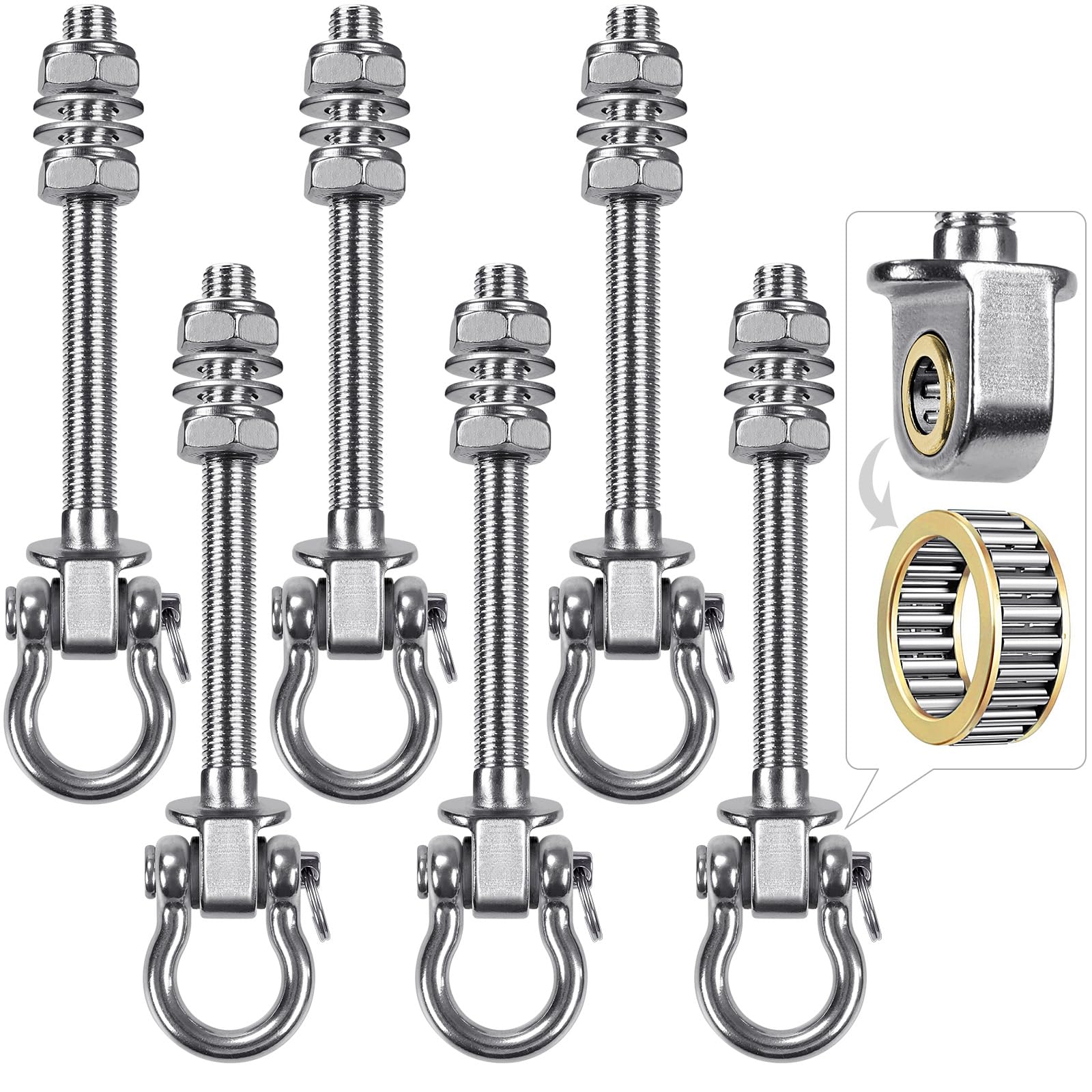 Dolibest 6-Pack Heavy Duty Swing Hangers with Bearing | 304 Stainless Steel