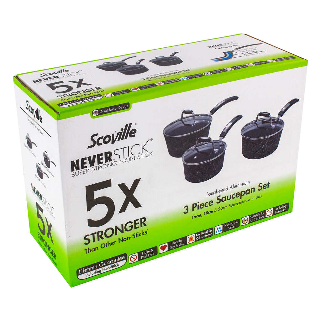Scoville Neverstick 3-Piece Non-Stick Saucepan Set | Induction Ready