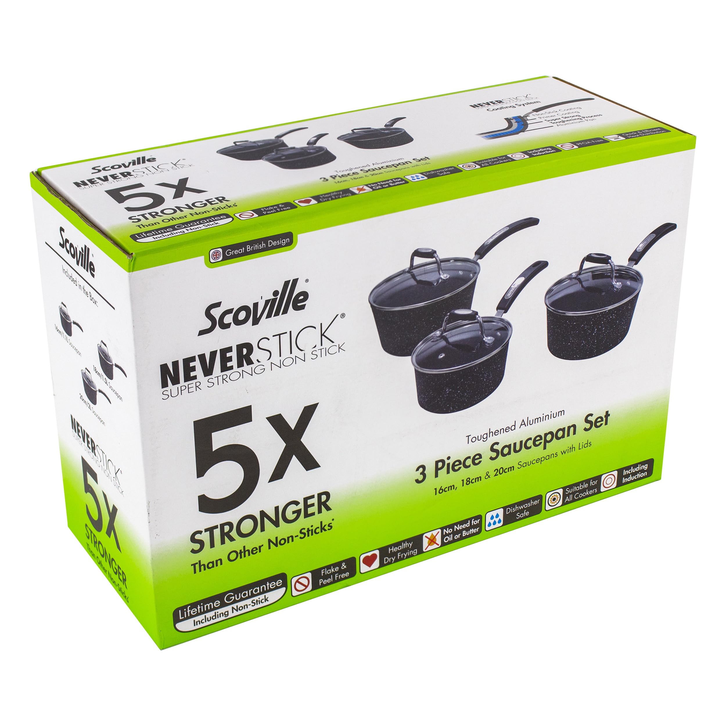 Scoville Neverstick 3-Piece Non-Stick Saucepan Set | Induction Ready