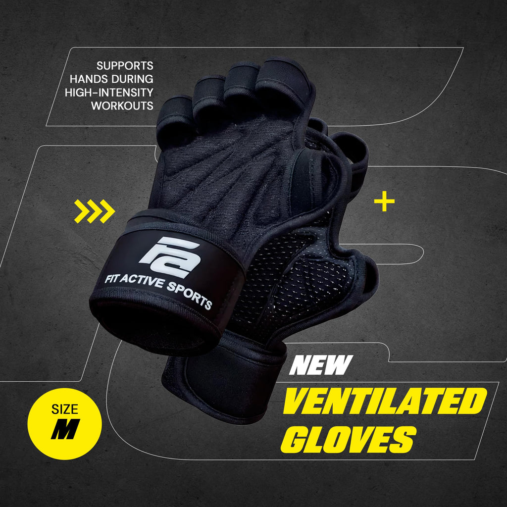 Fit Active Sports Weight Lifting Gloves with Wrist Wraps - Neoprene Grip