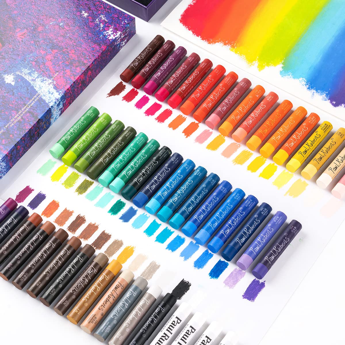 Paul Rubens Oil Pastels Set | 48 Soft Non-Toxic Colors for Artists