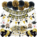 ZERODECO Graduation Party Decorations Kit - Black and Gold Congrats Grad Set