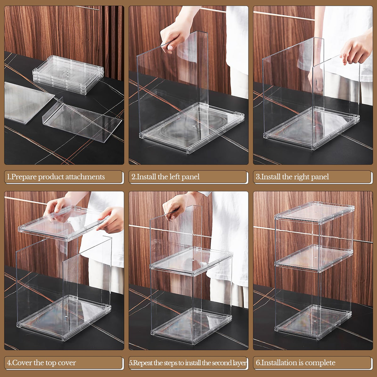 Fangoo 2 Pack Stackable Purse Bags Organizer for Closet Clear Acrylic Handbag Organizer Storage Boxes Display Case Kitchen Cupboard Bathroom - image 3