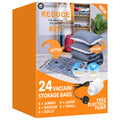 24 Pack Vacuum Storage Bags with Electric Pump for Clothes