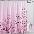 LIVETTY Pink Bird Floral Shower Curtain | 180x200cm Waterproof Fabric