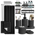 Clara Clark Coal Black Bathroom Set - Bathroom Sets with Shower Curtain and Rugs, 26PC Bathroom Accessory Set