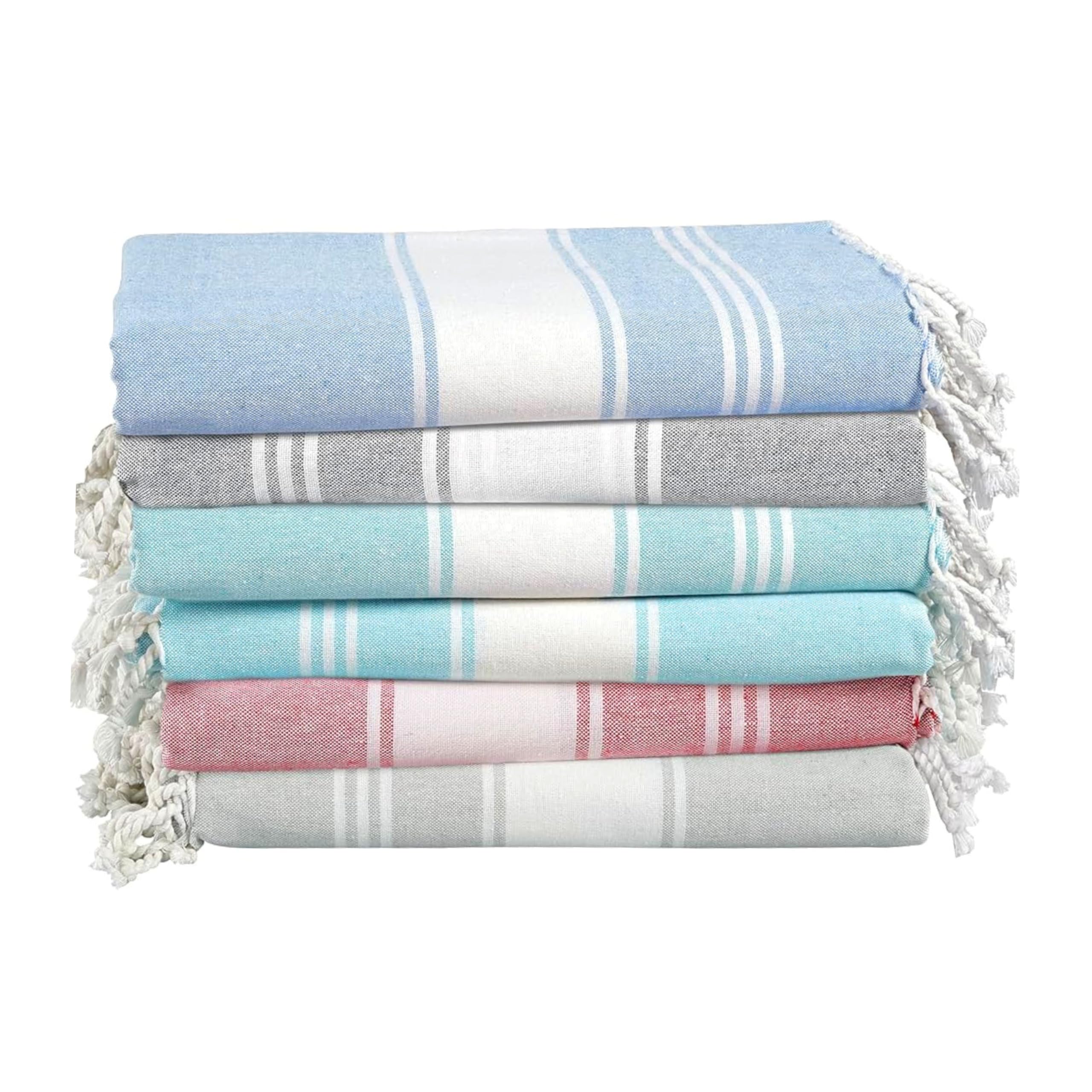 Lane Linen Sand Free Beach Towels 6 Pack | Oversized Quick Dry Cotton
