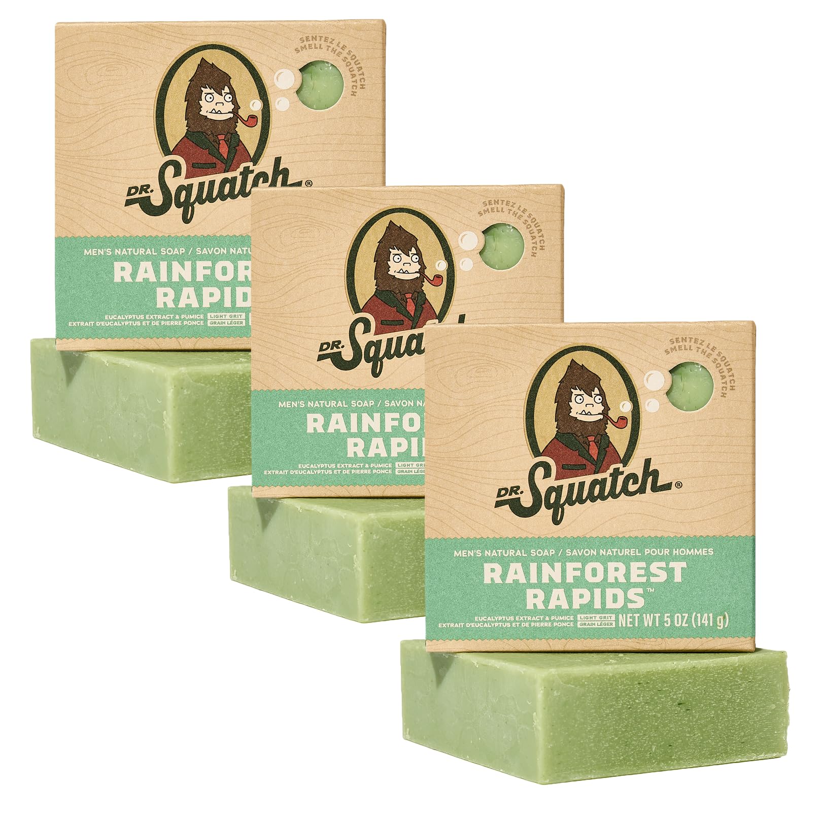 Dr. Squatch Natural Bar Soap for Men – Rainforest Rapids (3-Pack)