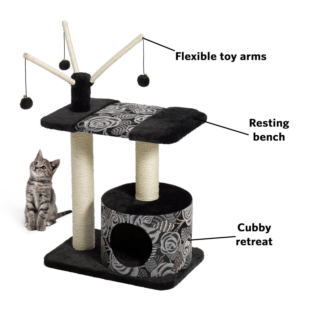 MidWest Homes 3-Tier Cat Tree - Sisal Scratching Post & Dangle Toys