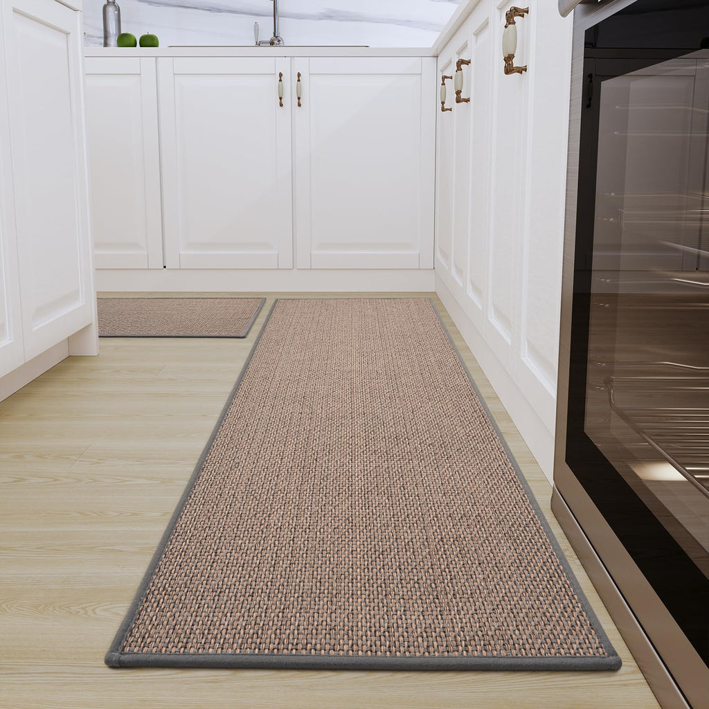 SIXHOME Non-Slip Washable Kitchen Floor Mats - 2 Piece Set, Grey