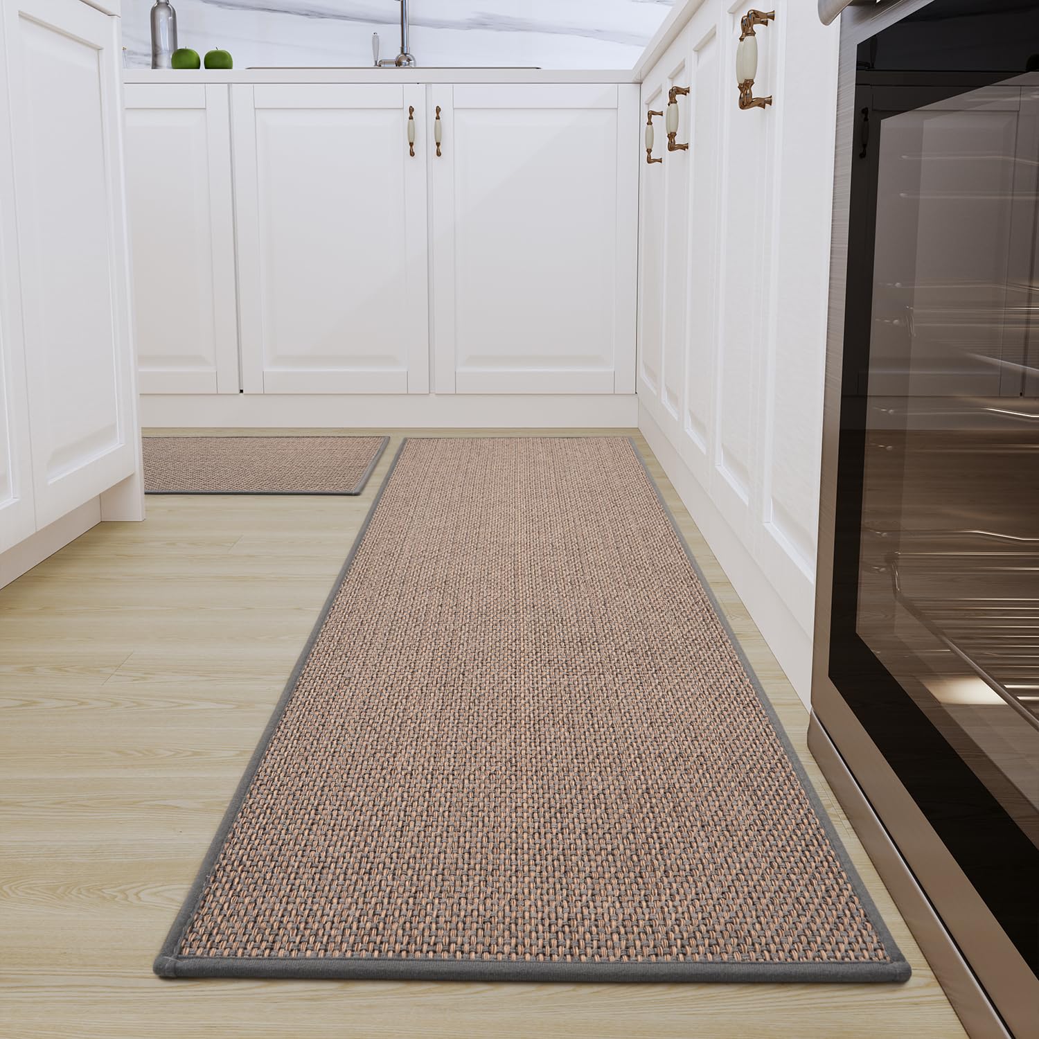 SIXHOME Non-Slip Washable Kitchen Floor Mats - 2 Piece Set, Grey