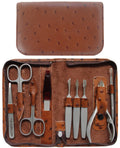 Tenartis 9-Piece Stainless Steel Manicure Set – Brown Leather Case