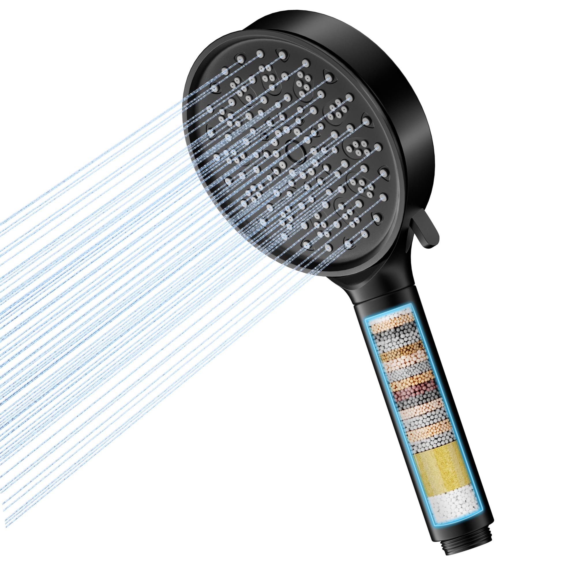 Hard Water Filter Shower Head | 20-Layer Filtration - Black